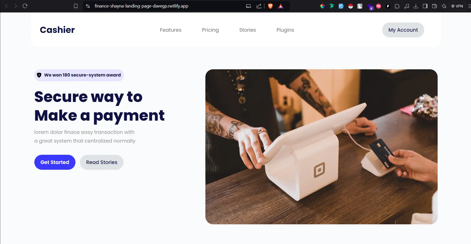 Finance Shayna Landing Page